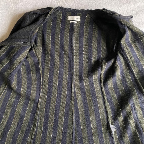 Isabel Marant navy/charcoal striped fitted wool jacket w/ raw edge detail  Sz L - Picture 7 of 13